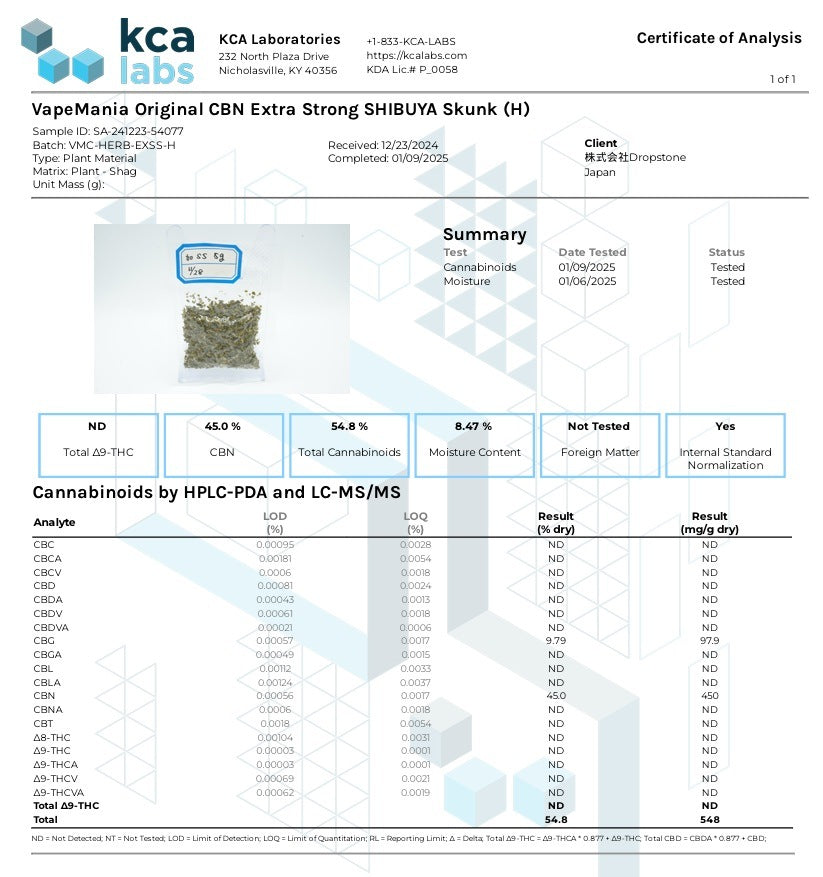 VapeMania オリジナル CBN ハーブ Extra Strong ジョイント5本セット【SIBUYA SKUNK】