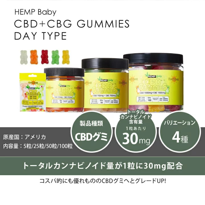 HEMP BABY CBD15mg＋CBG15mg/1粒/100粒入り