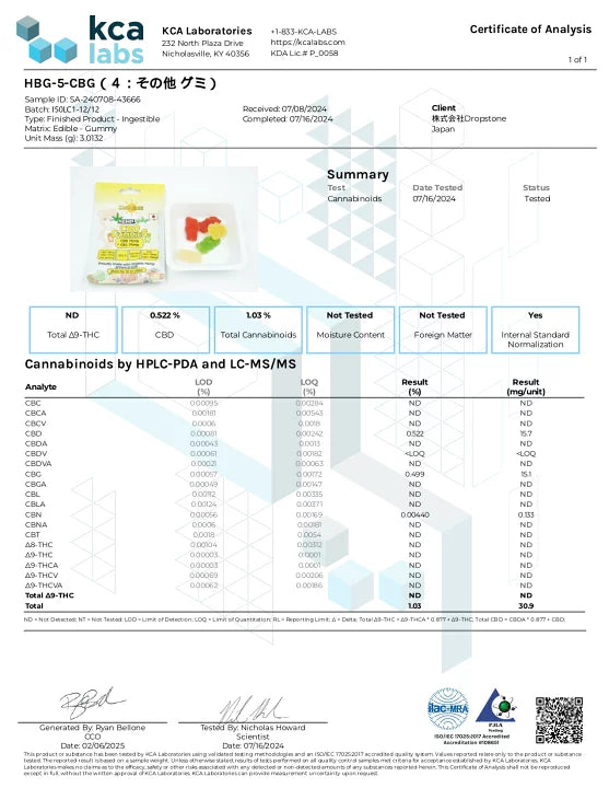 HEMP BABY CBD15mg＋CBG15mg/1粒/100粒入り