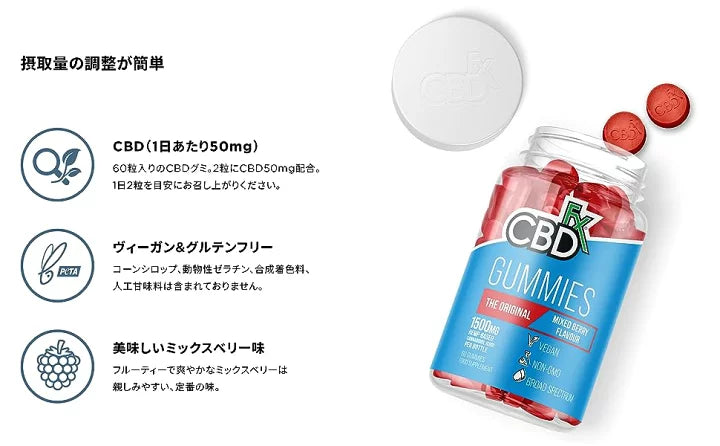 CBDfx CBDグミ ミックスベリー 60粒入 CBD含有量 1500mg