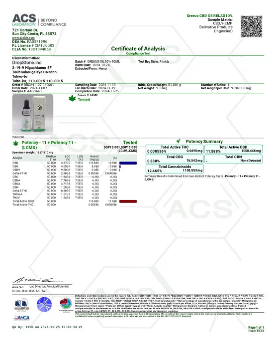 Greeus RELAX  cbd 10% cbd1000mg/10g