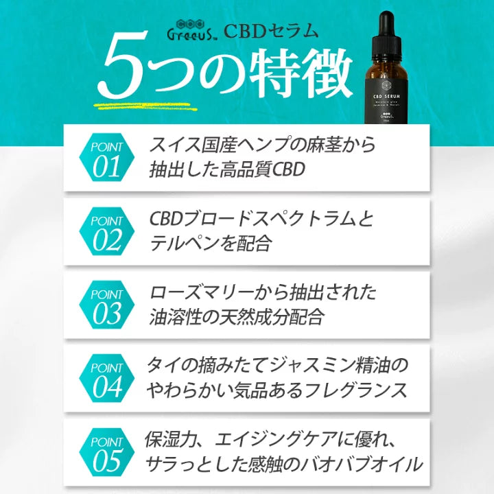Greeus CBD SERUMセラム/CBD500mg配合肌用美容液 30ml