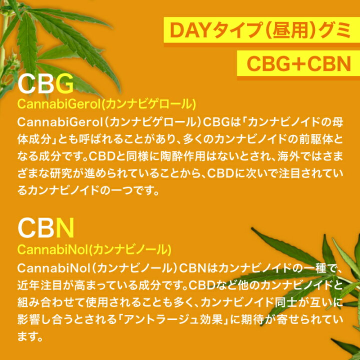 VapeManiaオリジナルグミ
DAYタイプ30粒入り
1粒あたりCBG40mg+CBN10mg